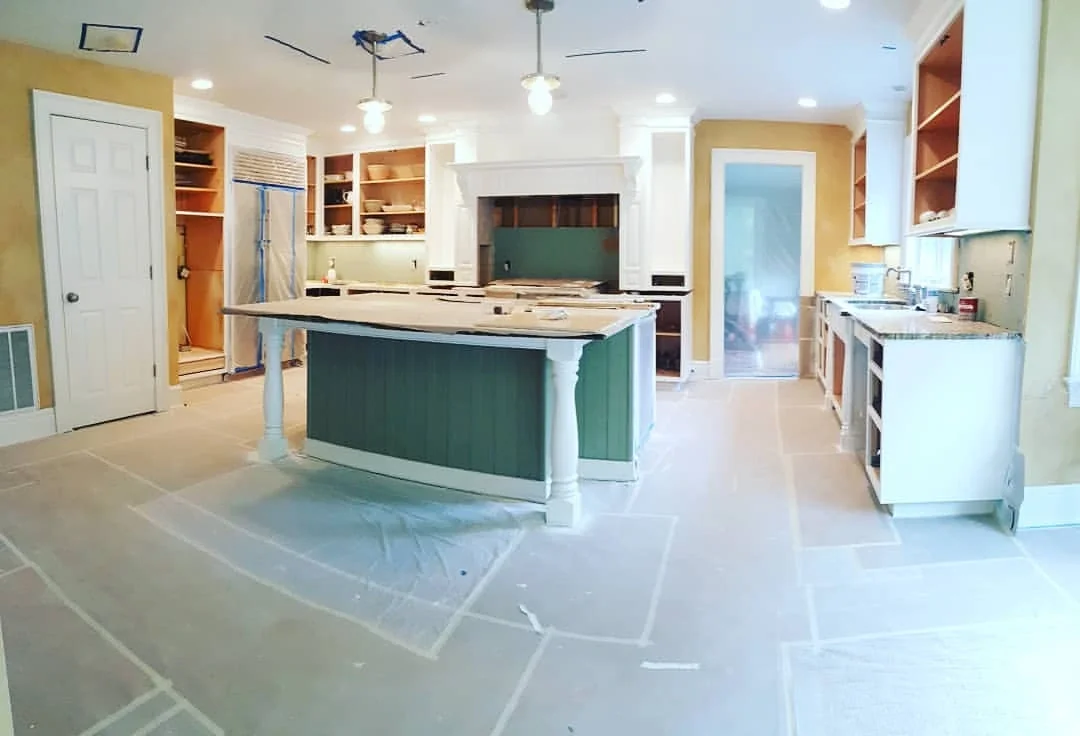 Bright white painted kitchen cabinets