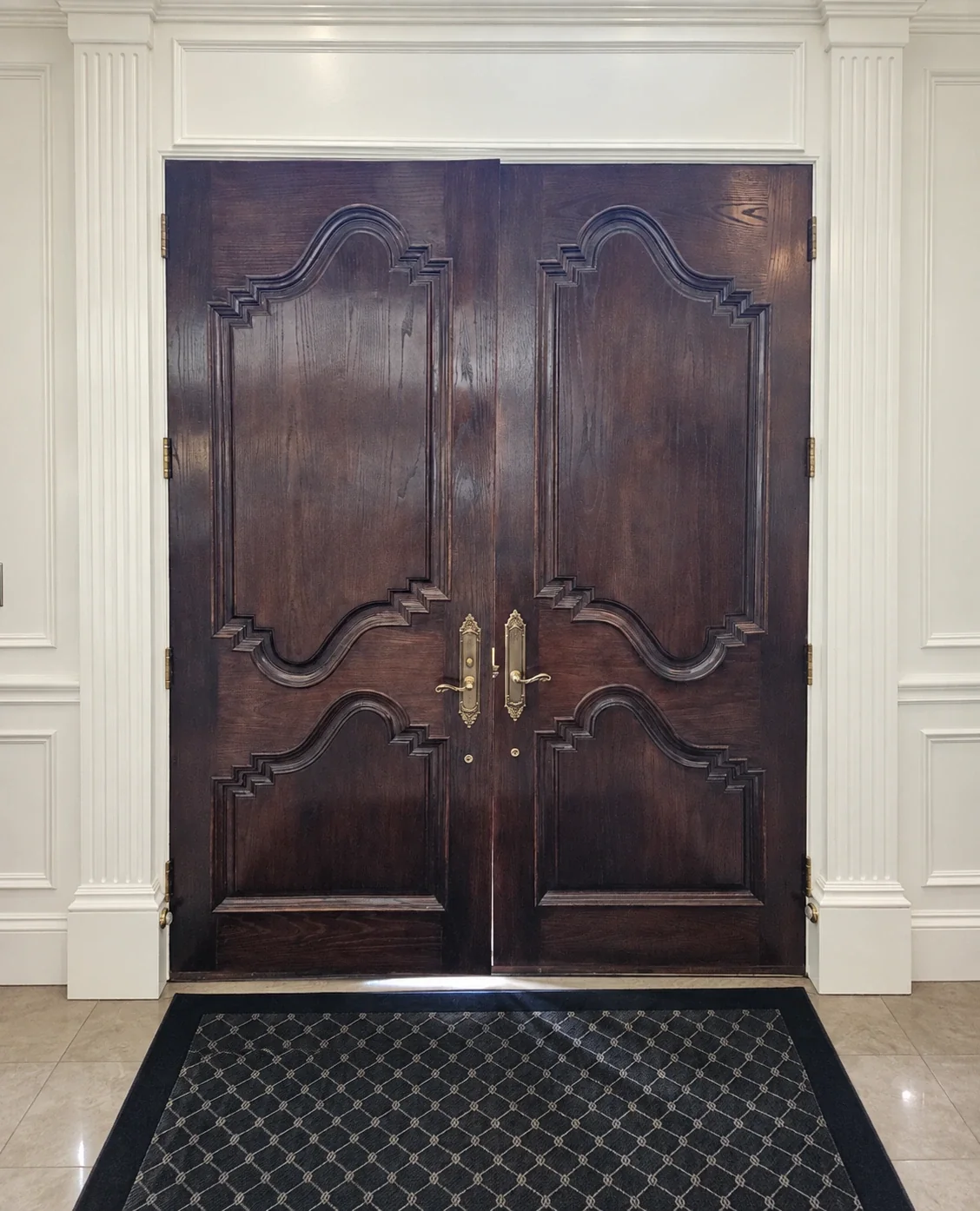 Refinished natural stain front entry doors - photo 2