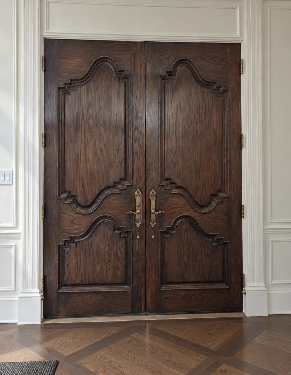 Refinished natural wood door detail - photo 3